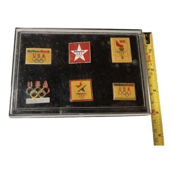 Set of 6 Vintage Nations Bank 1992 Barcelona Olympic Sponsor Pins for Team USA - Picture 3 of 4